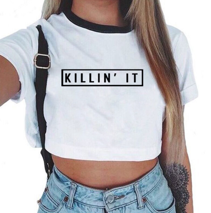 Summer Tops For Women Streetwear Korean Kawaii Harajuku Vogue Best Friends T Shirt Aesthetic Crop Top Graphic Tees Women