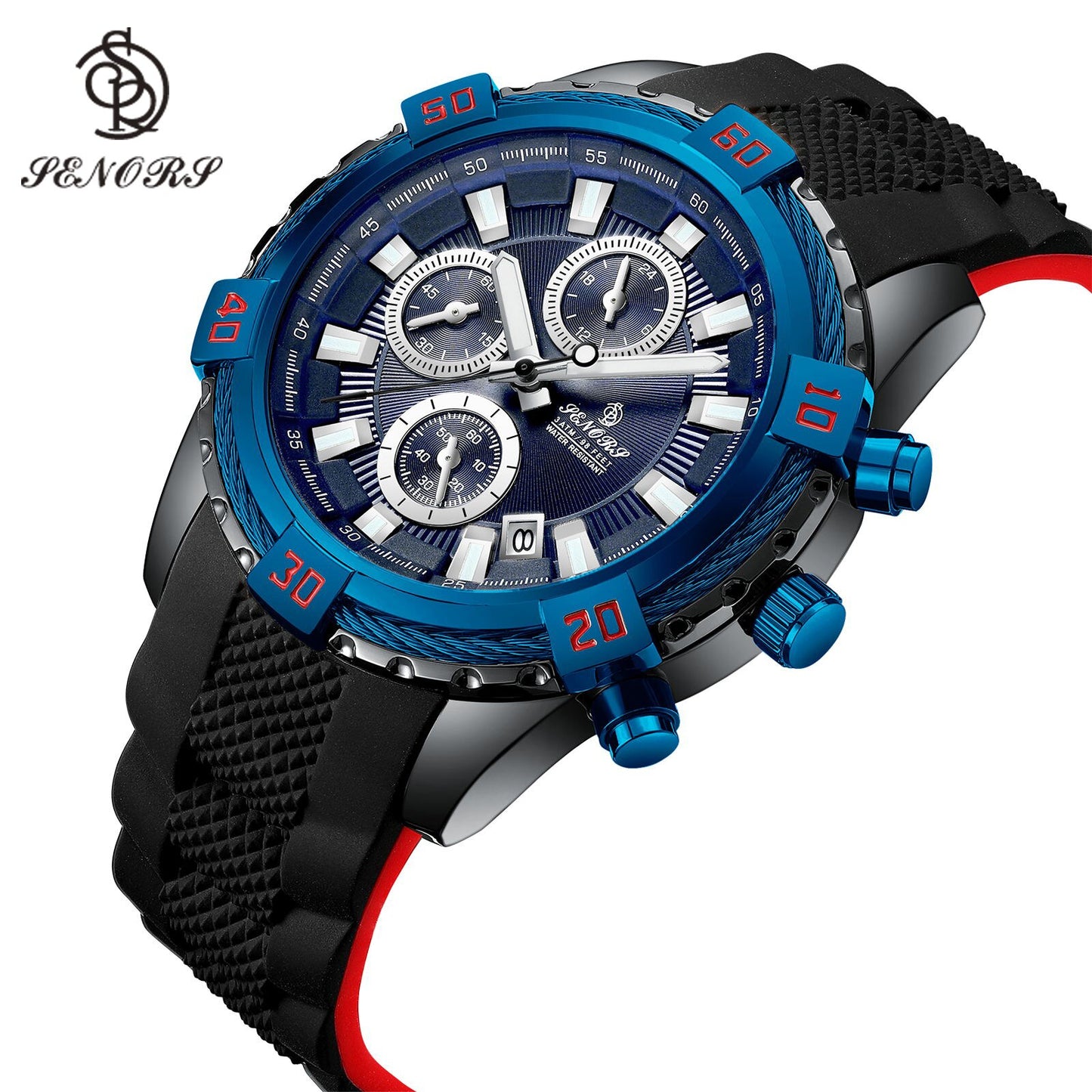 Senors men watch Top Brand Casual Sport Watches for Men Blue Luxury Silicon Wrist Watch Man Clock Fashion Chronograph