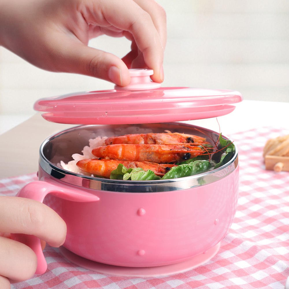 VALUEDER Best Feeding Bowl with Suction Base Stianless Steel 300ml Non-spill Insulated and Sealed Baby Bowl for Kids