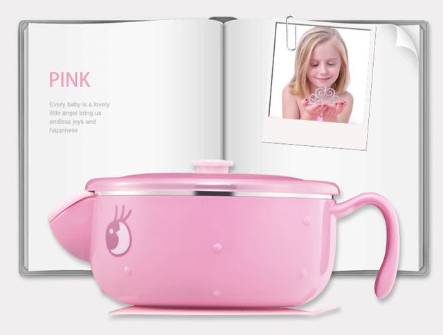 VALUEDER Best Feeding Bowl with Suction Base Stianless Steel 300ml Non-spill Insulated and Sealed Baby Bowl for Kids