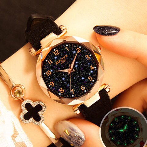 Women Watches Best Sell Star Sky Dial Clock Luxury Rose Gold Women's Bracelet Quartz Wrist Watches New