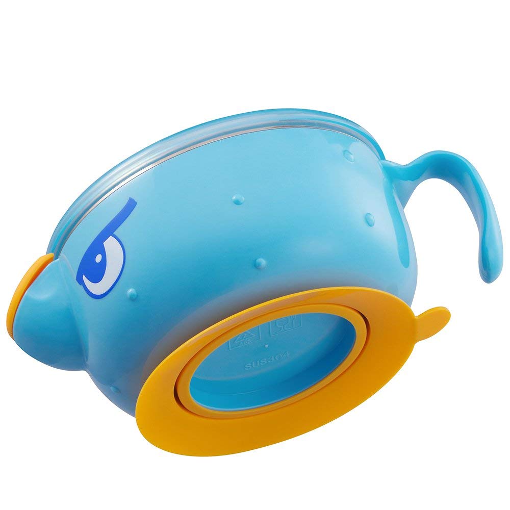 VALUEDER Best Feeding Bowl with Suction Base Stianless Steel 300ml Non-spill Insulated and Sealed Baby Bowl for Kids