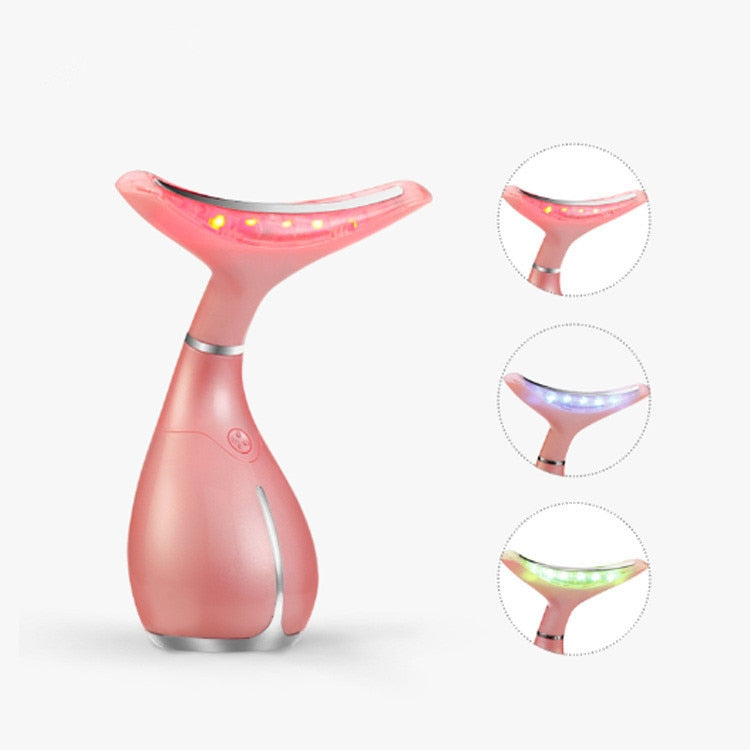 LED Photon Therapy Neck and Face Lifting Massager Vibration Skin Tighten Reduce Double Chin Anti-Wrinkle Remove Device