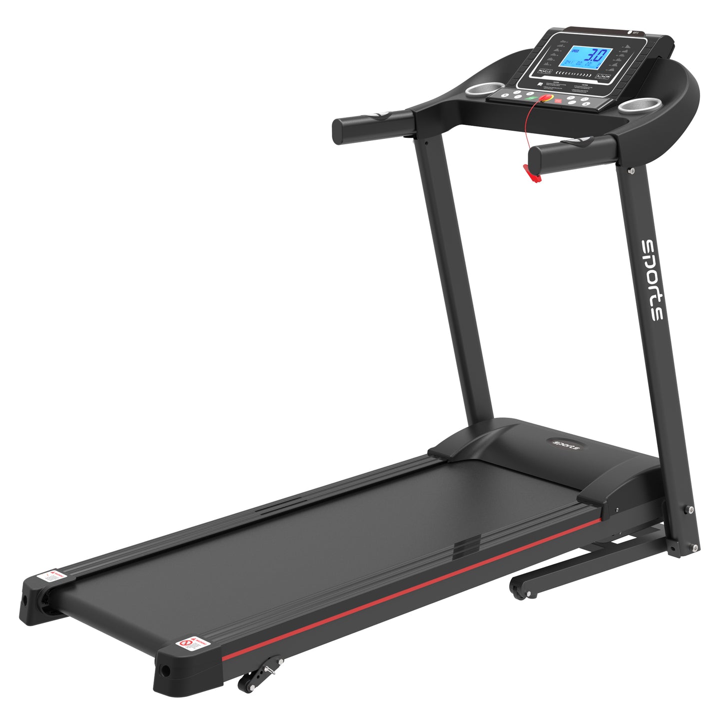 Folding Treadmill, Smart Motorized Treadmill with Manual Incline and Air Spring MP3, Exercise Running Machine with 5& LCD Display for Home Use
