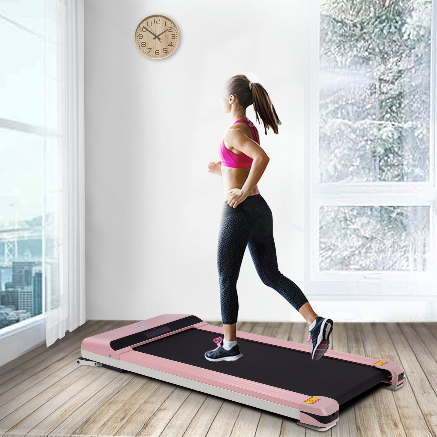 Portable Treadmill Under Desk Walking Pad Flat Slim Treadmill with LDE Display Sport APP, Running Machine for Apartment and Small Space without Assembling