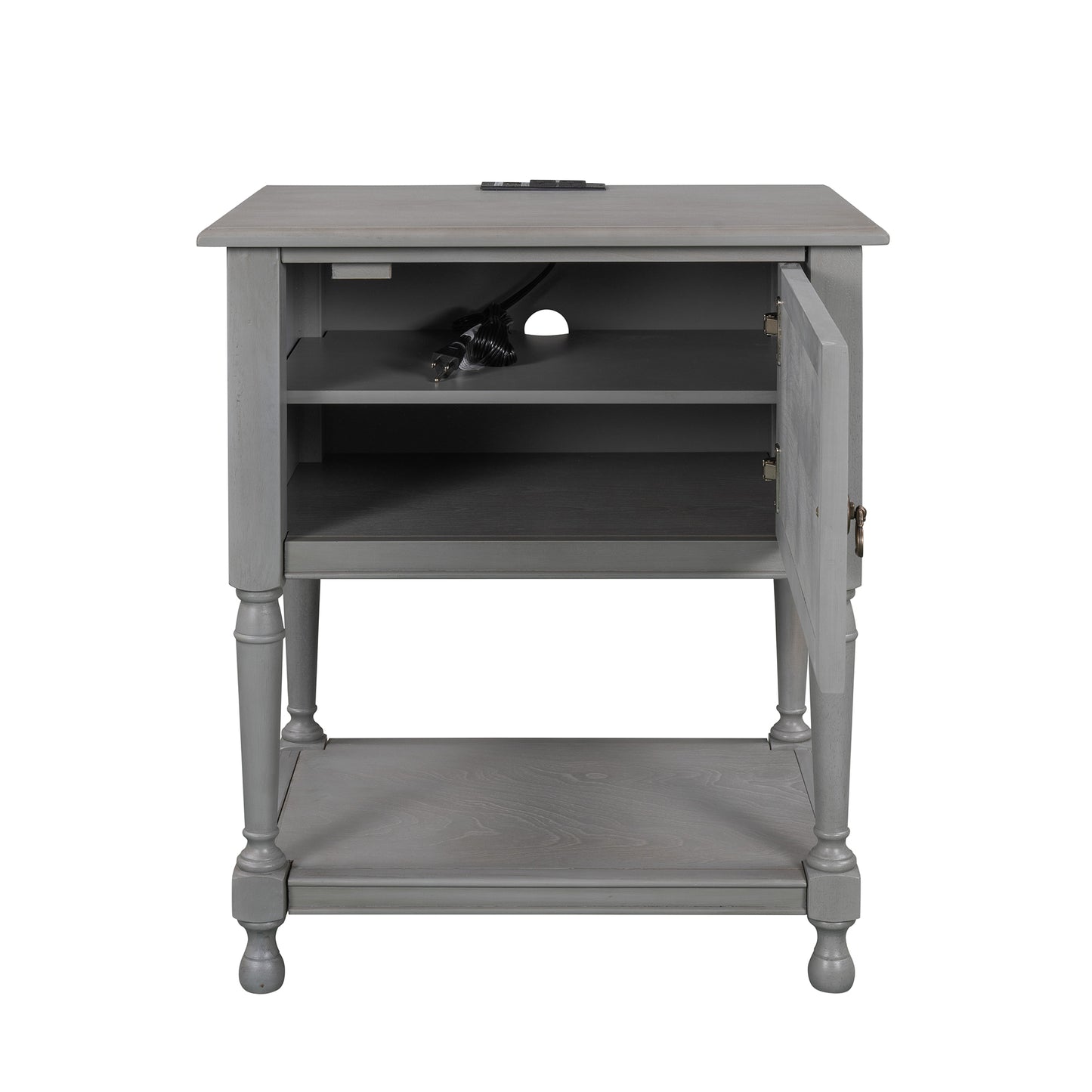 Versatile Nightstand with Two Built-in Shelves Cabinet and an Open Storage, Gray (Expected arrival time 8.20)