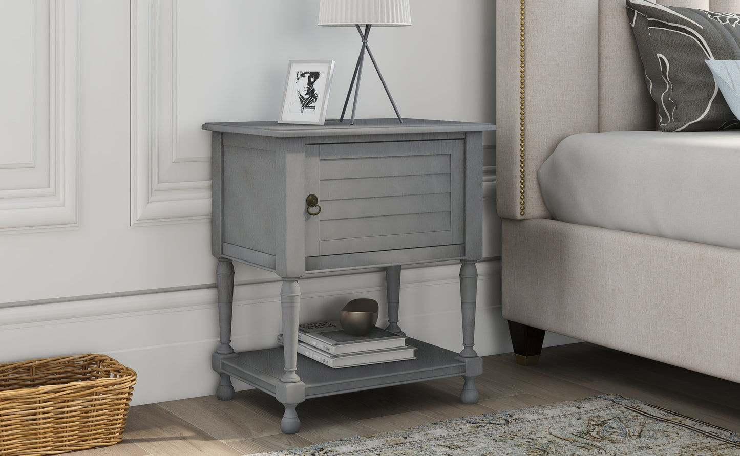 Versatile Nightstand with Two Built-in Shelves Cabinet and an Open Storage, Gray (Expected arrival time 8.20)
