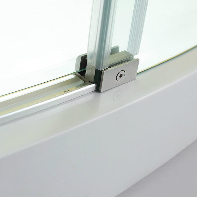 TRUSTMADE Frameless Curved Bathtub Shower Doors Width x 58& Height with 1/3&(8mm) Clear Tempered Glass Finish, K07N-1