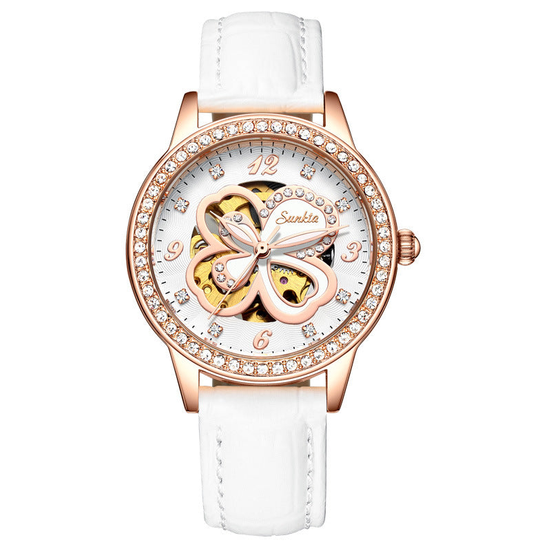 Sunkta Fashion Women's Watch Rose Gold Women's Watch Creative Waterproof Quartz Women's Watch