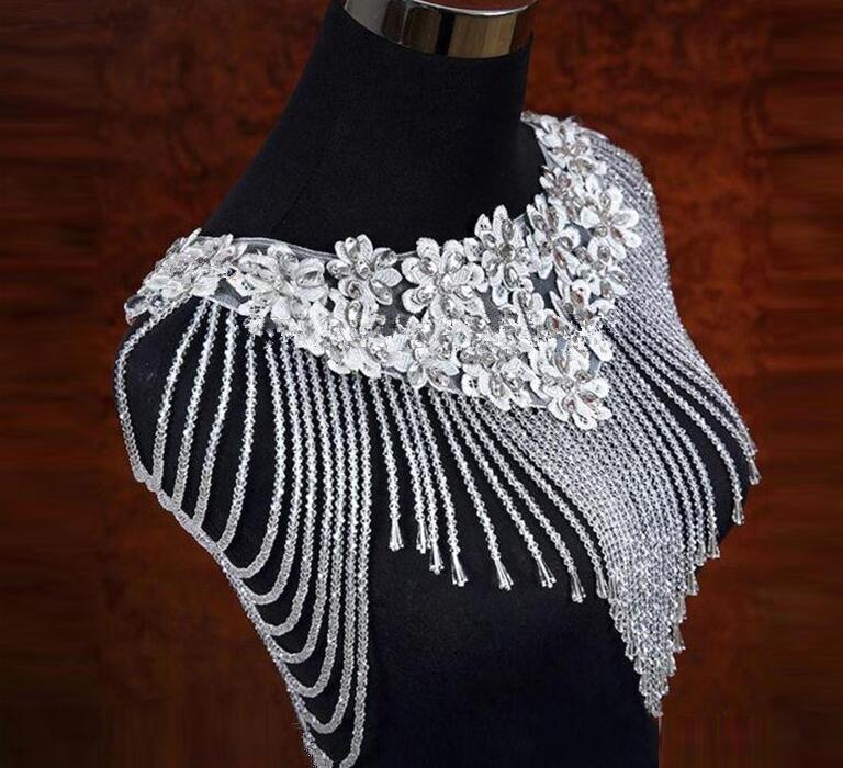 White Bolero Appliques Crystals Wedding Wrap Wedding Bolero Made in China Wedding Accessories Evening Dress