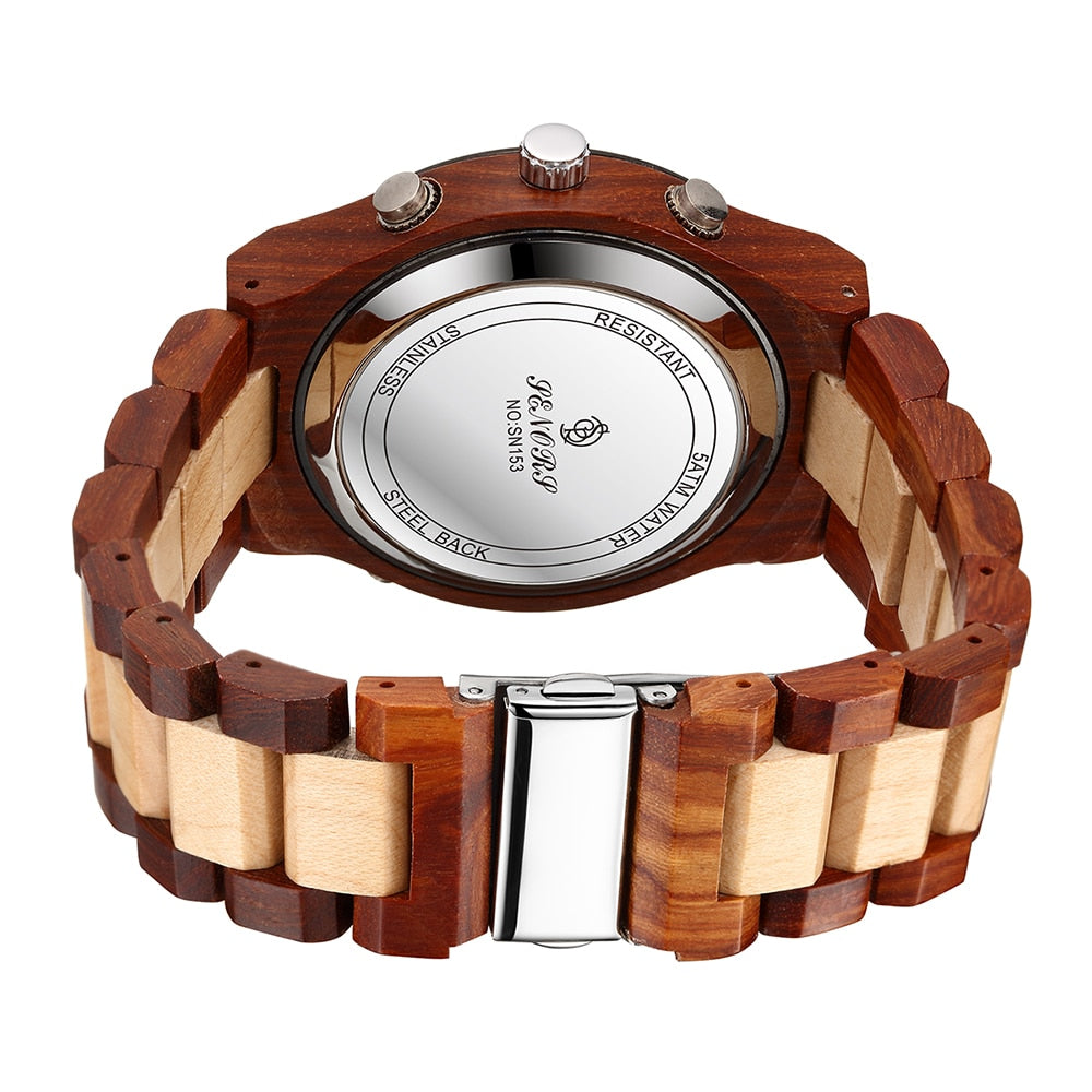 Senor Digital Watch Wood Watch Men Military Sport Wristwatch Mens Quartz Watches Top Brand Luxury Wooden Watch Male Relogio