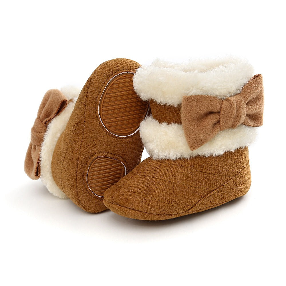 Winter Plush Baby Shoes Cotton Boots Baby Boots Warm Boots 0-1 Year Old Soft Soled Toddler Shoes M1917