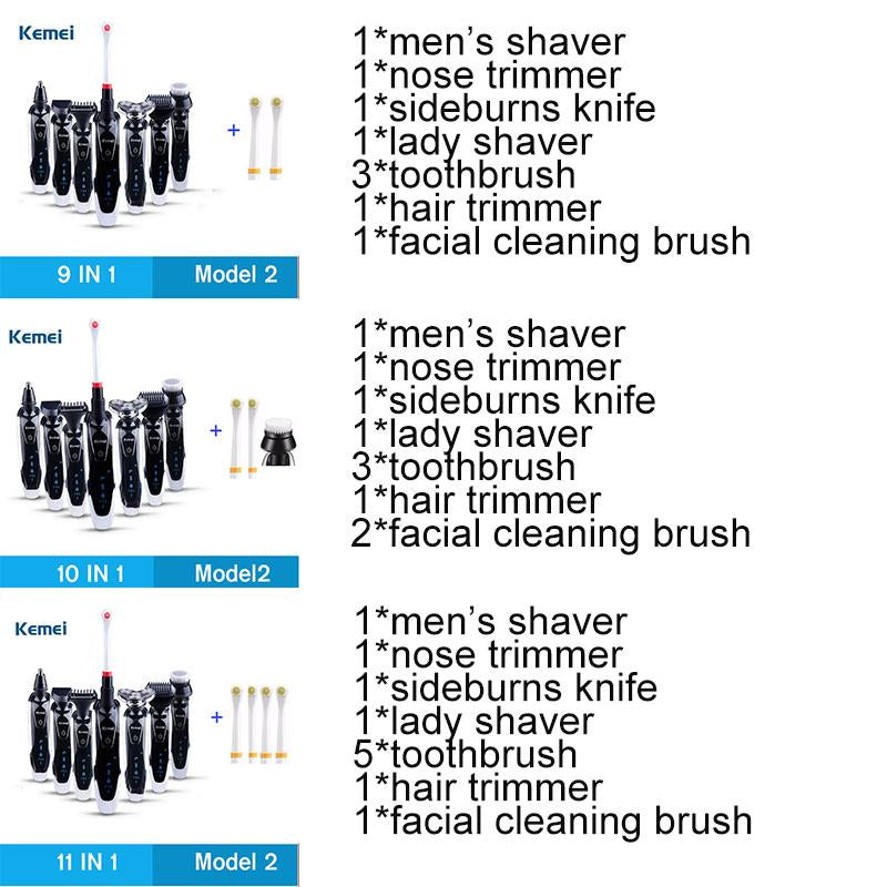 Kemei 7 in 1 Men's 3D Electric Shaver 3 in 1 Beard Trimmer Rechargeable Razor for Men Shaving