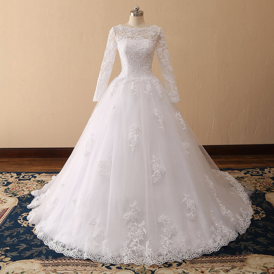 Vestido de Noiva Long Sleeves Wedding Dresses Lace A Line Wedding Gowns Sexy Sheer New Arrival Bride Dress Robe De Mariee