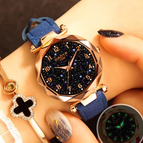 Women Watches  Best Sell Star Sky Dial Clock Luxury Rose Gold Women's Bracelet Quartz Wrist Watches New