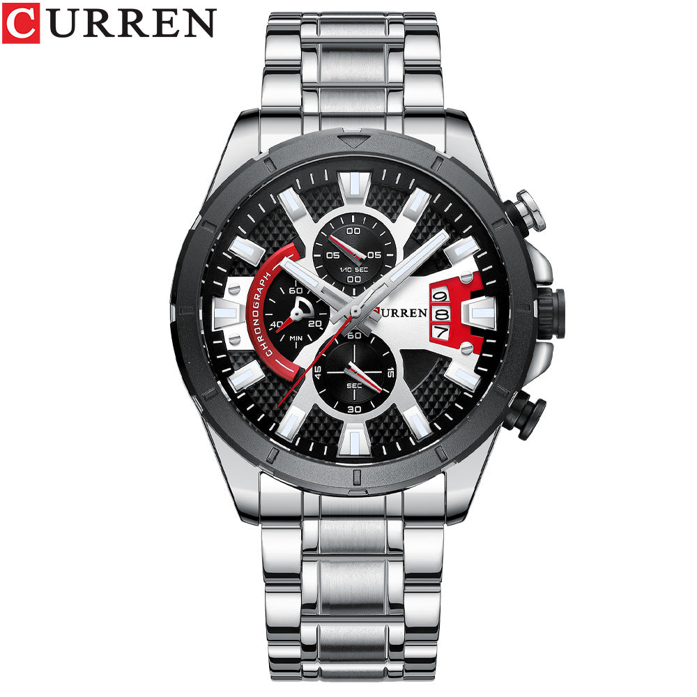 Men's Watch Six Hand Watch Quartz Watch Steel Band Calendar Men's Watch