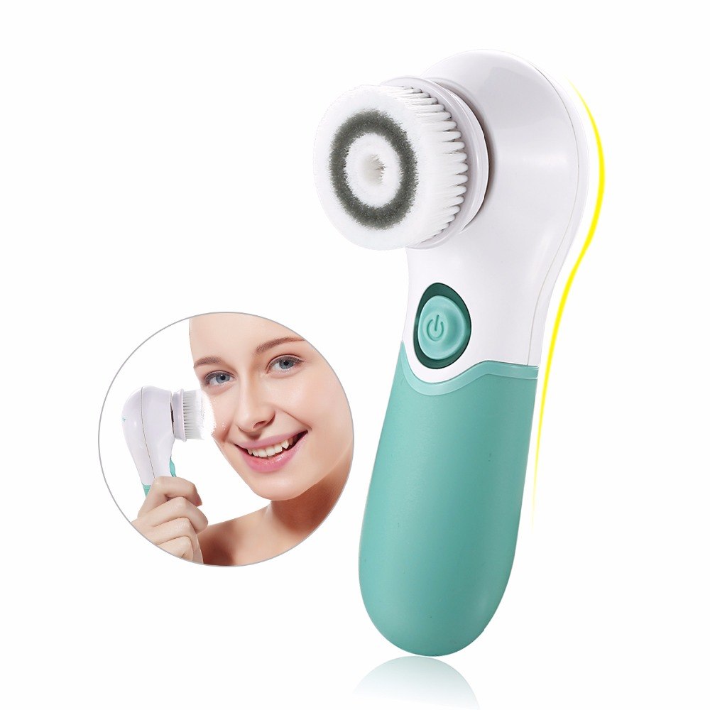 TOUCHBeauty Waterproof Facial Cleansing Spin Brush Set with 3 Exfoliating Brush Heads