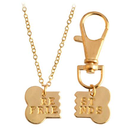 2pcs/set Dog Bone Best Friends Charm Necklace Key chain