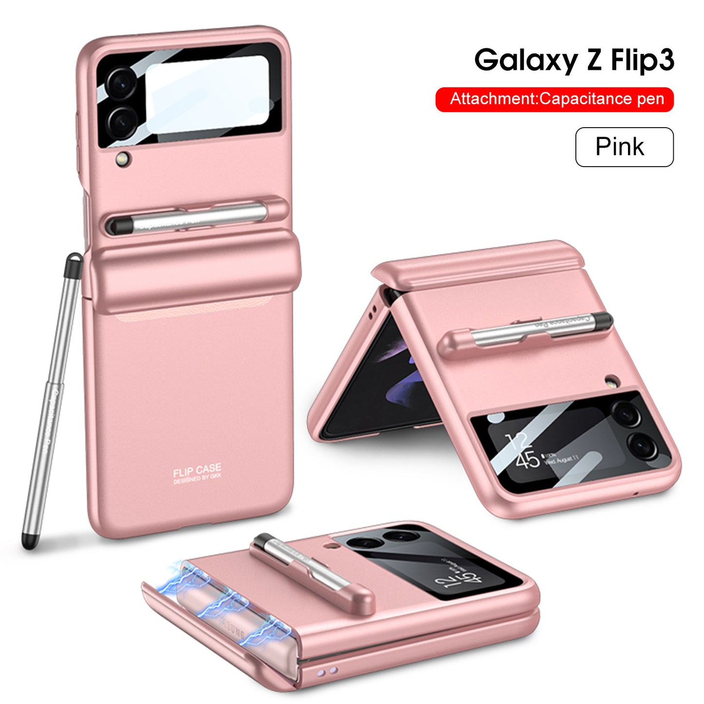 Suitable For Samsung Galaxy Z Flip3 Mobile Phone Cases Folding Screen Flip3 Protective Cover To Send Stylus Magnetic Suction Flip Phone Cover