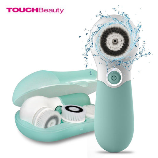 TOUCHBeauty Waterproof Facial Cleansing Spin Brush Set with 3 Exfoliating Brush Heads