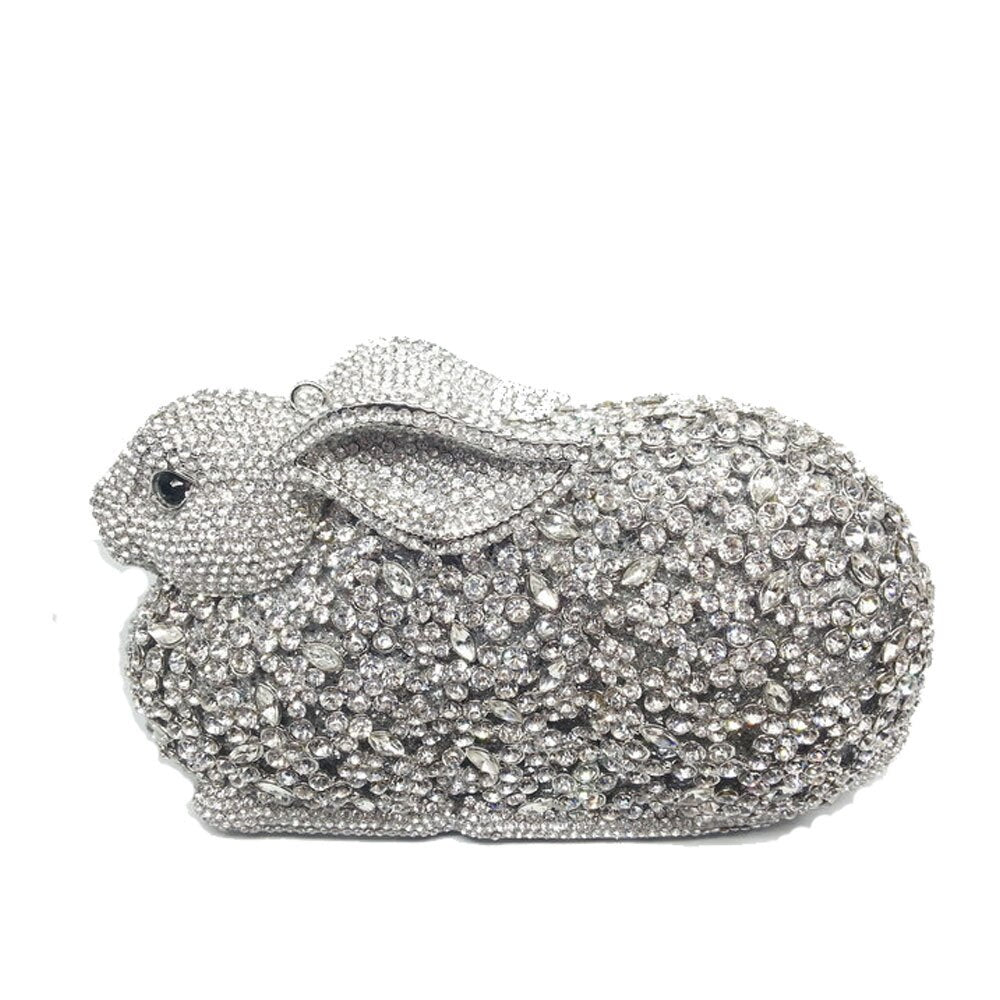 Women Bag Luxury Rabbit Bunny Women Gold Crystal Minaudiere Clutch Evening Bag Diamond Wedding Party Bridal Animal Handbag Purse