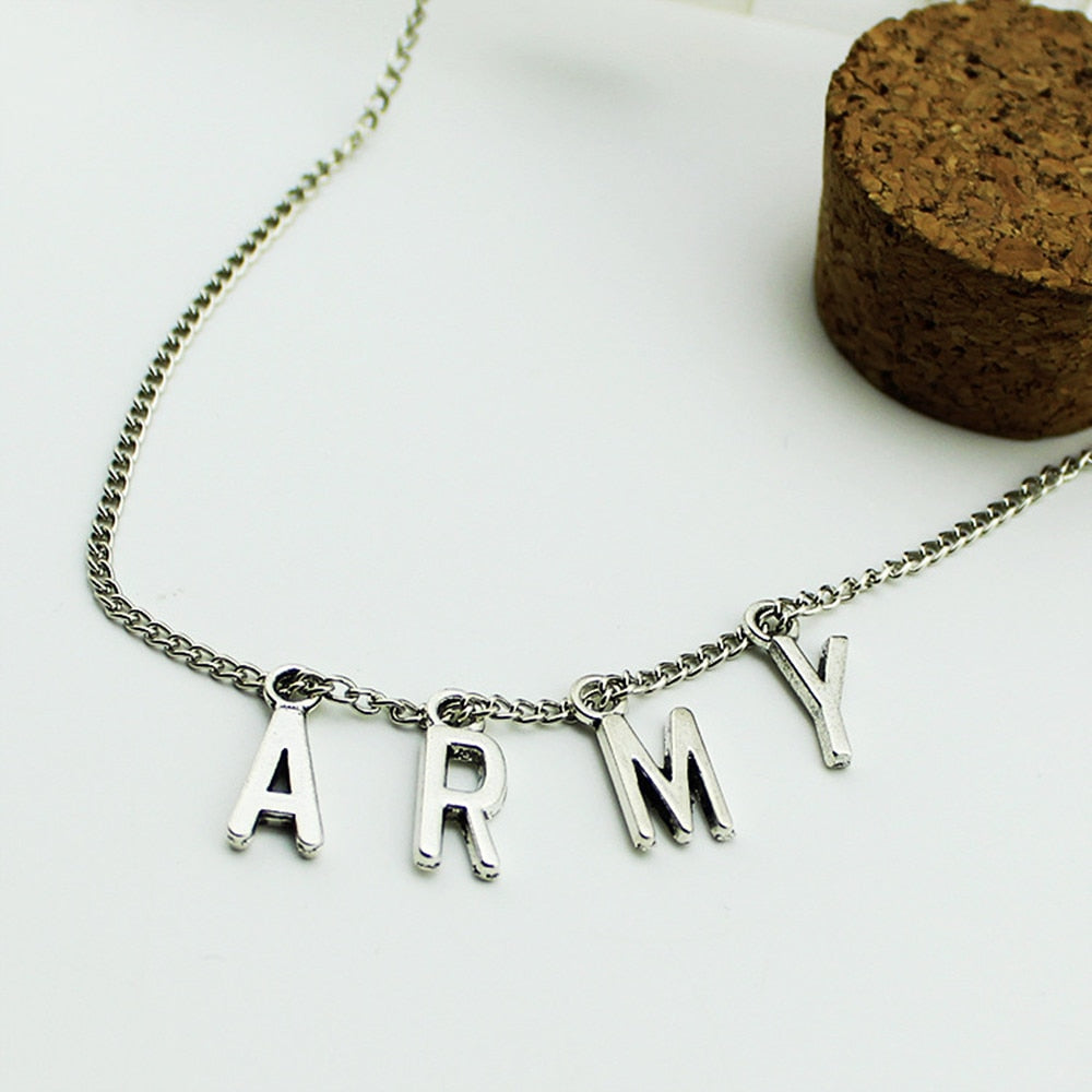 KPOP BTS Jimin Necklace Bangtan Boys ARMY A.R.M.Y Pendant KOOK JIMIN V SUGA Charms Jewelry Best Gift