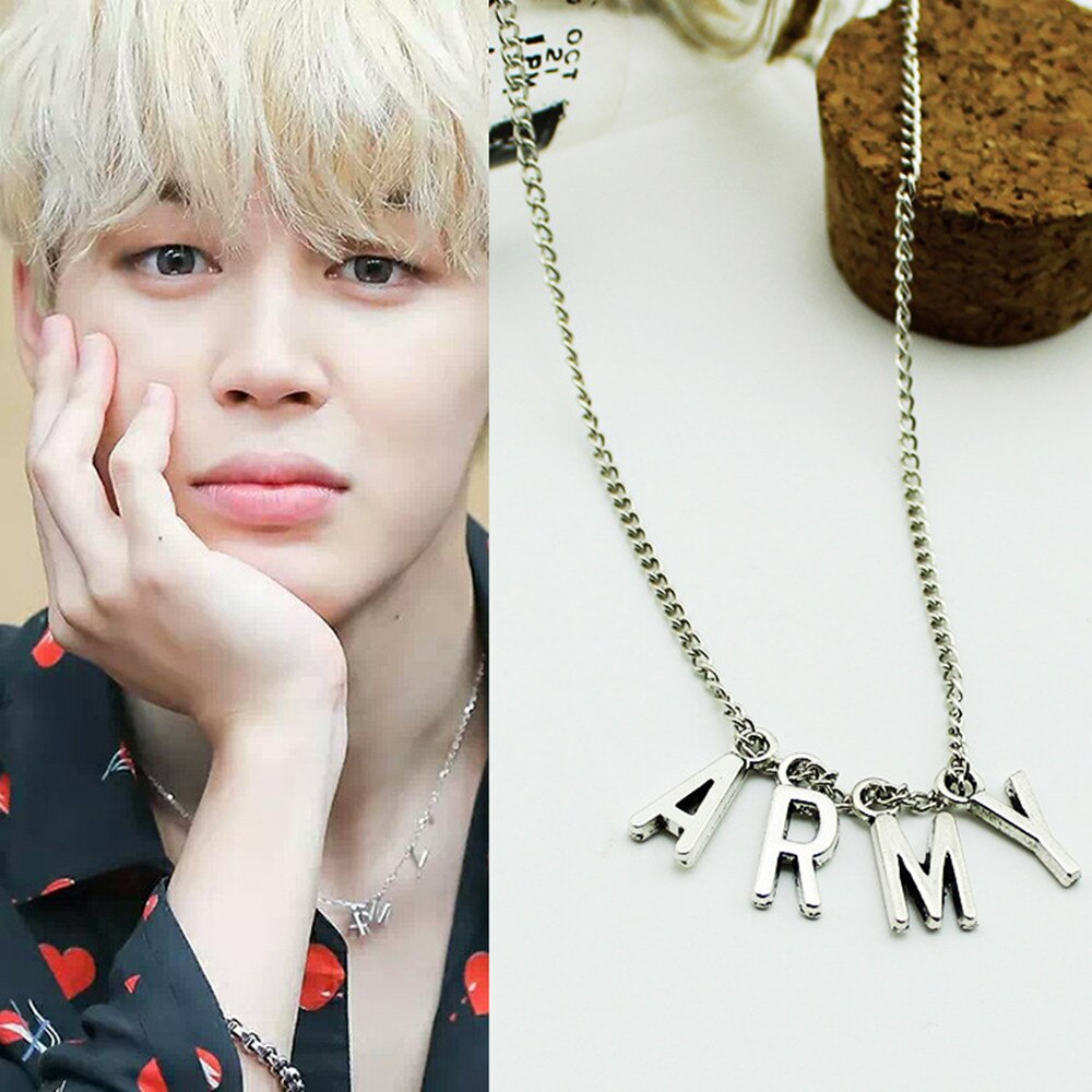 KPOP BTS Jimin Necklace Bangtan Boys ARMY A.R.M.Y Pendant KOOK JIMIN V SUGA Charms Jewelry Best Gift