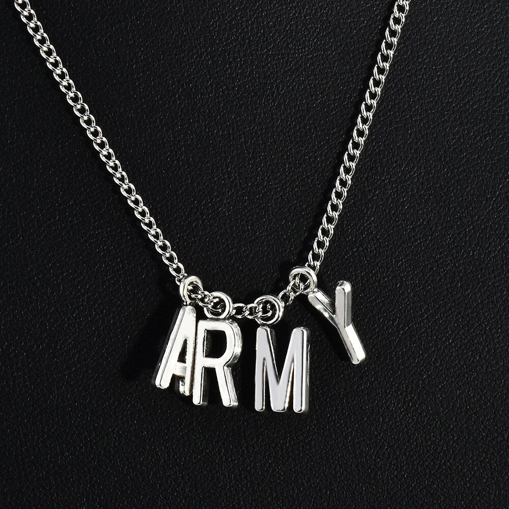 KPOP BTS Jimin Necklace Bangtan Boys ARMY A.R.M.Y Pendant KOOK JIMIN V SUGA Charms Jewelry Best Gift