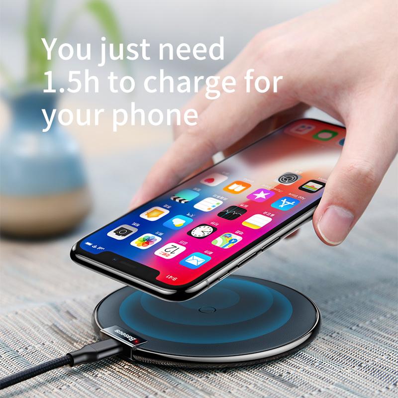 Baseus Qi Wireless Charger Pad For iPhone 8 X Samsung Note 8 Fast Charging Mobile Phone Desktop Wireless Charging