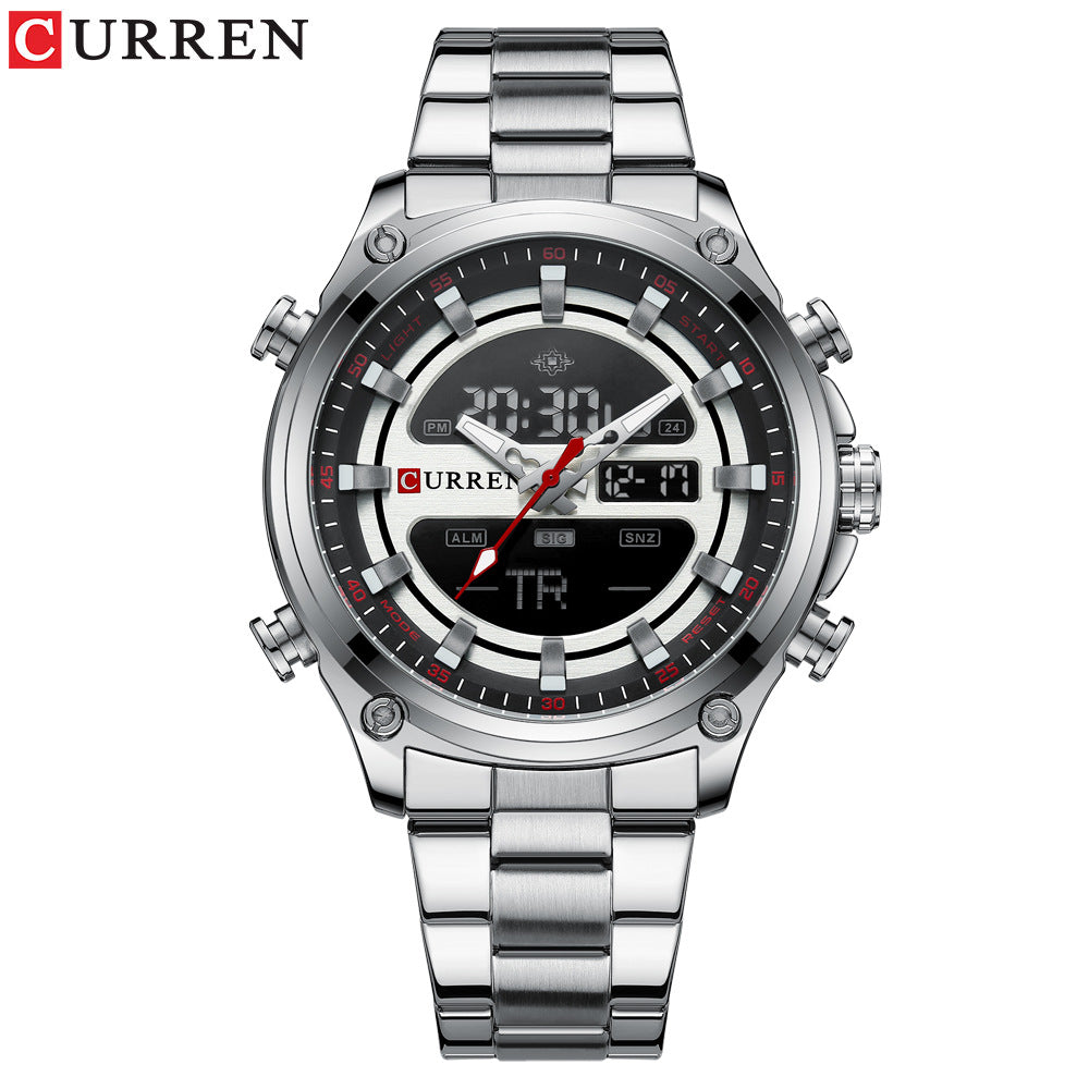 Men's Watch Dual Movement Quartz Electronic Watch Sports Steel Band Watch Men's Watch