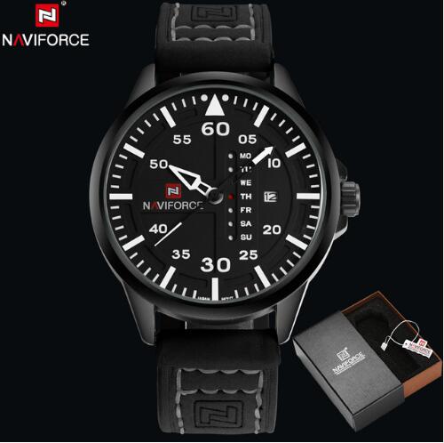 NAVIFORCE Men's Leather Army Military Quartz Watches