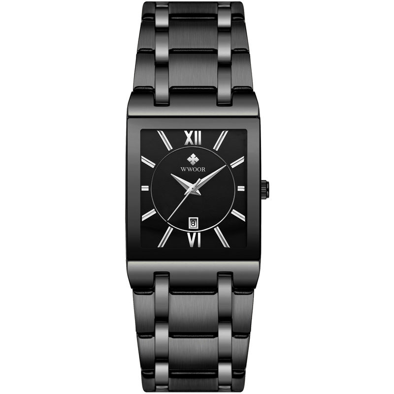 Fully Automatic Non-Mechanical Square Men's Steel Band Quartz Watch Waterproof Watch