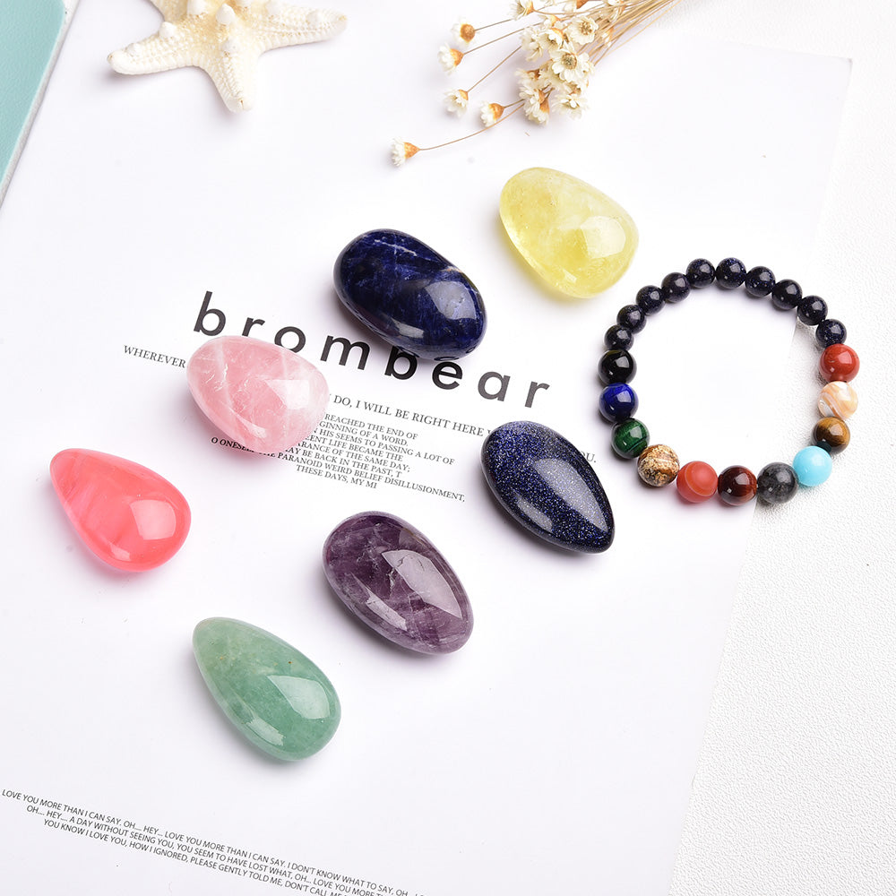 8pcs Natural crystal original stone seven Chakra Healing Stone Mineral specimen collection gift box