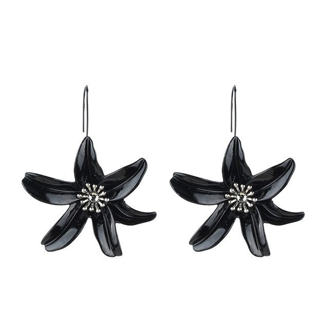 Best lady Hot Metal Flower Drop Dangle Earrings For Women Punk Wedding Party Fashion Pendant Earring Charm Trendy Jewelry