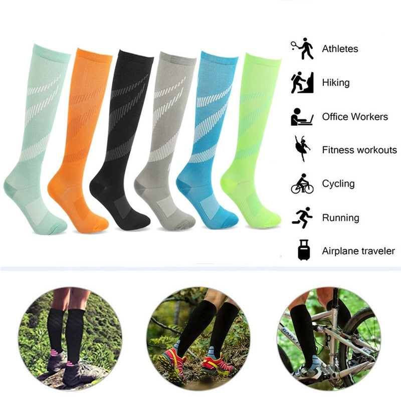 Compression Stocking Anti-slip Best for Basketball Football Outdoor Running  Socks Women Men Travel Compression Socks