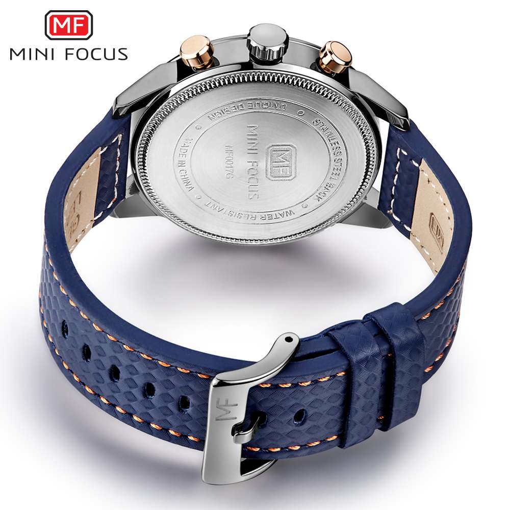 MF0017G  Watches Men Luxury Brand MINI FOCUS Quartz Fashion Leather Watch Man Chronograph Male Wristwatch Men relogio masculino