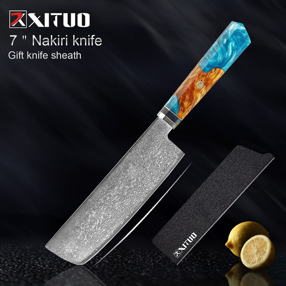 XITUO Damascus Knife Set Kitchen Knife Damascus Steel VG10 Chef Knife Santoku Knives Japanese Knife Home kitchen tools best gift