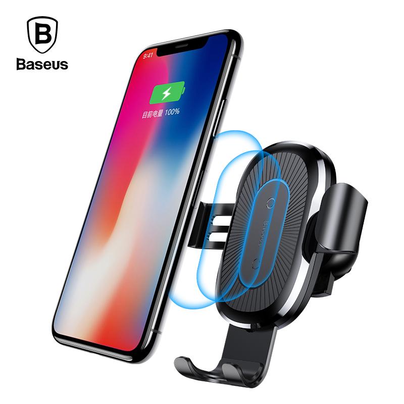 Baseus 10W QI Wireless Charger Car Holder For iPhone X Plus Samsung S8 S9 Fast Car Mount Wireless