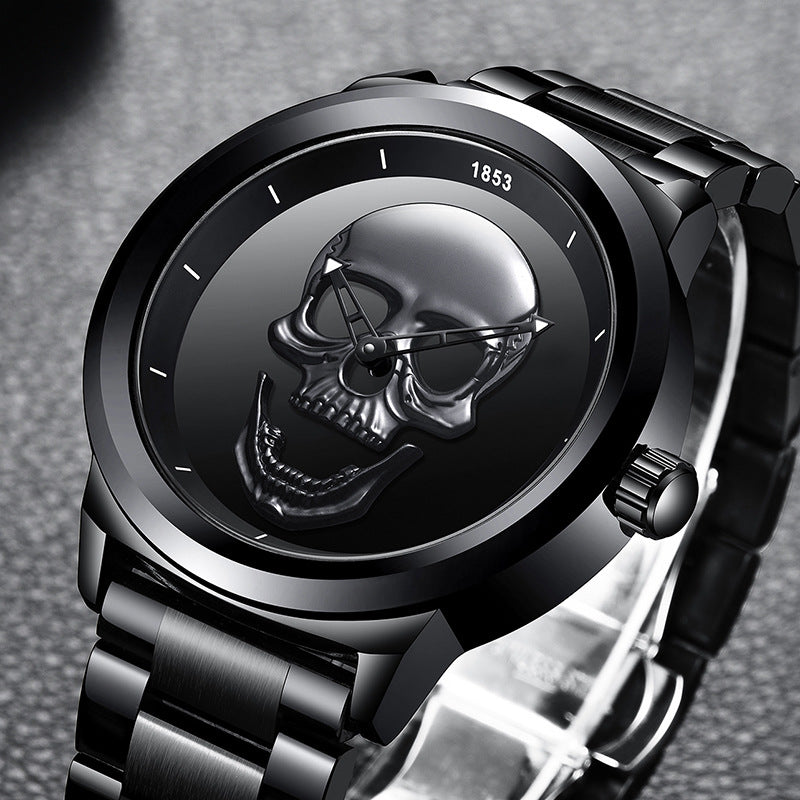 LIGE Simple Skull Stereoscopic Watch