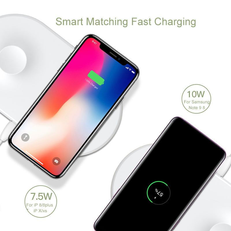 Baseus 2 in 1 Wireless Charger Pad For Apple Watch iPhone X Xs Max XR Desktop Fast Wireless Charging Charger Born for Apple Fans