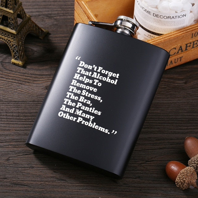 Mini Portable 8OZ Hip Flask Stainless Steel Bottle Lot Black Matte Does Not Fade Flask for Alcohol Rum Whiskey Best Men Gift Set