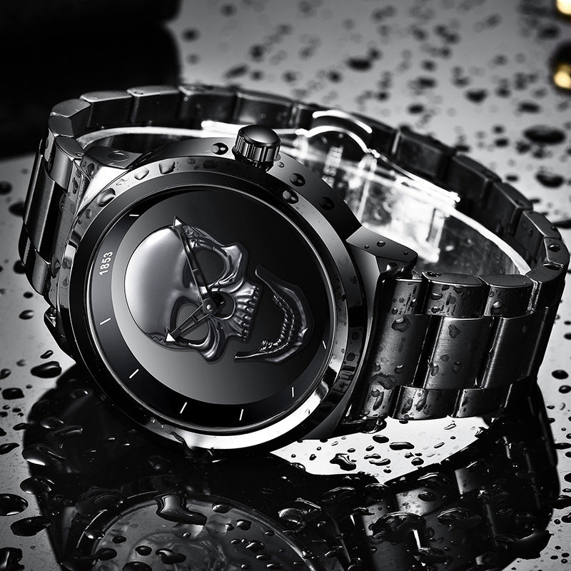 LIGE Simple Skull Stereoscopic Watch