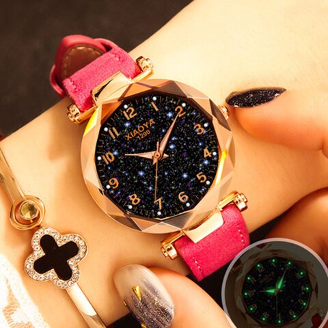 Women Watches  Best Sell Star Sky Dial Clock Luxury Rose Gold Women's Bracelet Quartz Wrist Watches New