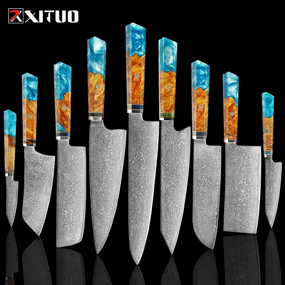 XITUO Damascus Knife Set Kitchen Knife Damascus Steel VG10 Chef Knife Santoku Knives Japanese Knife Home kitchen tools best gift