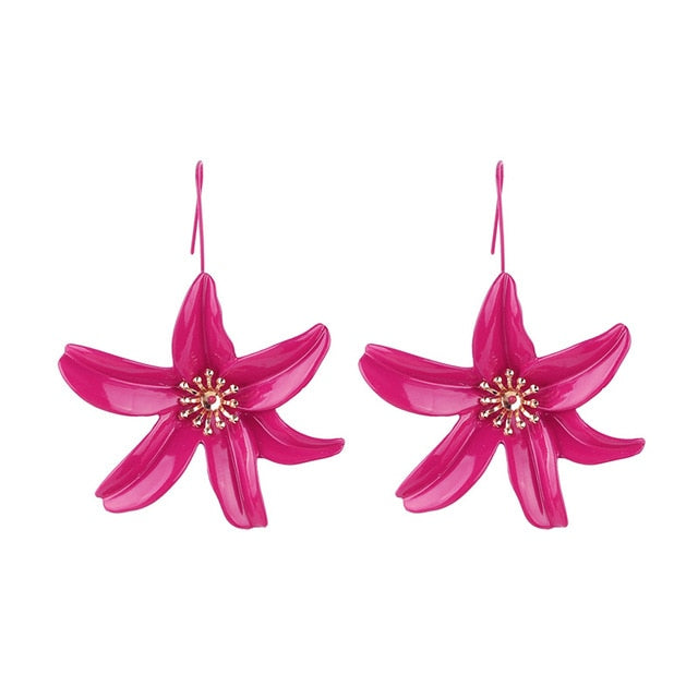 Best lady Hot Metal Flower Drop Dangle Earrings For Women Punk Wedding Party Fashion Pendant Earring Charm Trendy Jewelry