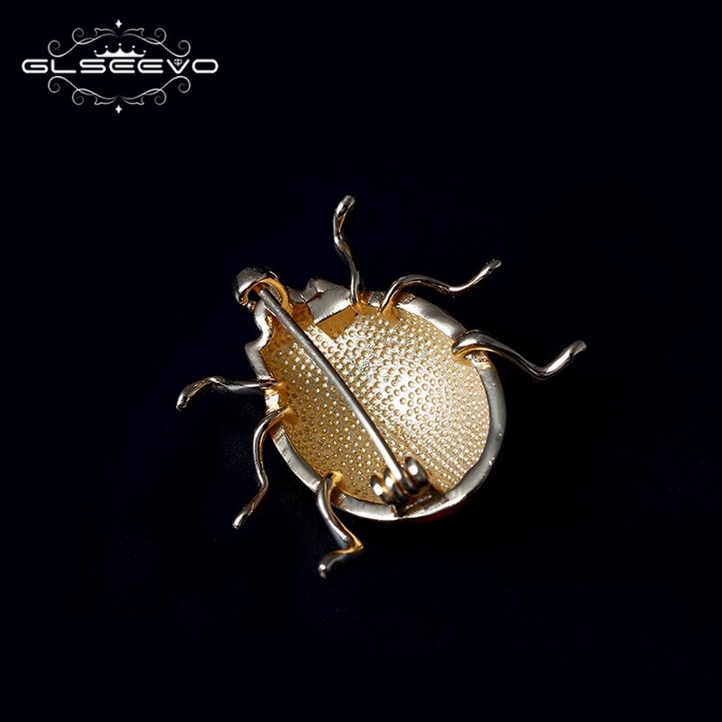 GLSEEVO 925 Sterling Silver Ladybug Brooch For Women Girls Daughter Gifts Cute Insectos Brooches Badge Handmade Jewellery