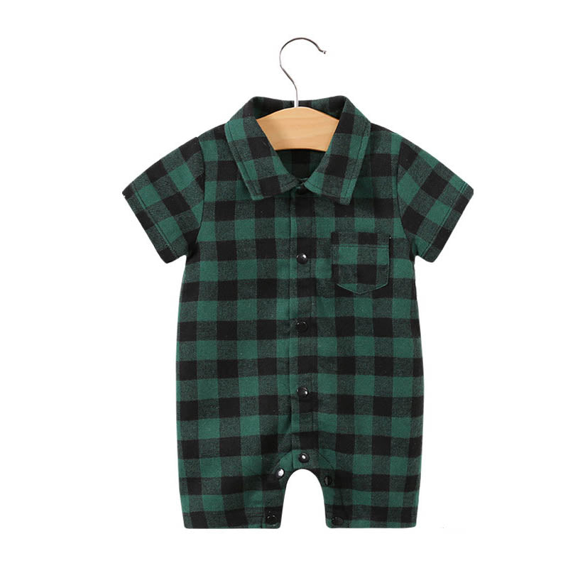 Baby Bodysuit Short Sleeve Baby Full Moon Clothing Newborn Thin Gentleman Romper Creeper