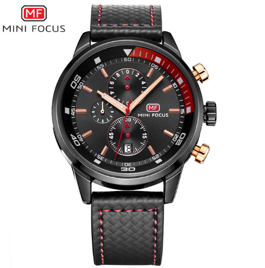 MF0017G  Watches Men Luxury Brand MINI FOCUS Quartz Fashion Leather Watch Man Chronograph Male Wristwatch Men relogio masculino