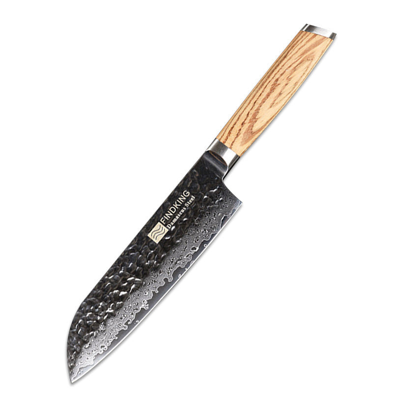 Damascus 4 Piece Knife Hammer Pattern Chef Knife Solid Wood Slicing Knife Household Kitchen Knife Meat Cleaver