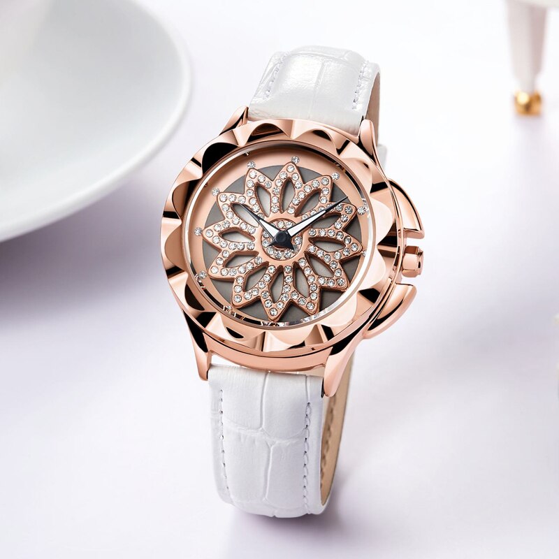 Fashion Women Watches 2019 Best Sell Rotated Dial Clock Luxury Rose Gold Women's Quartz Wrist Watches 2019 New Relogio Feminino